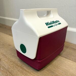 Vintage Igloo MiniMate Cooler Burgundy White Made in USA Retro Lunch Box